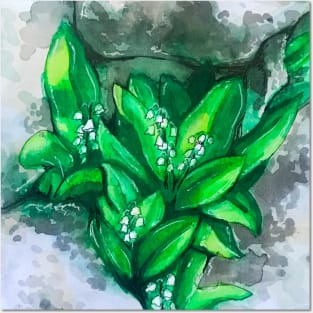 Watercolor Lily of the Valleys Posters and Art